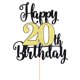 thumbnail image 3 of Adorno para Pastel Dxsdgetue Feliz 20º Cumpleaños Negro y Dorado, 3 of 8