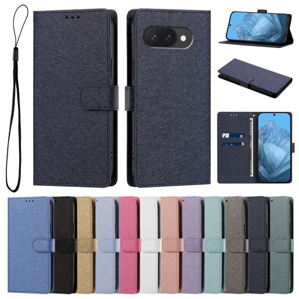 Funda Cartera de PU para Google Pixel 9A con Tarjetas, Azul Marino
