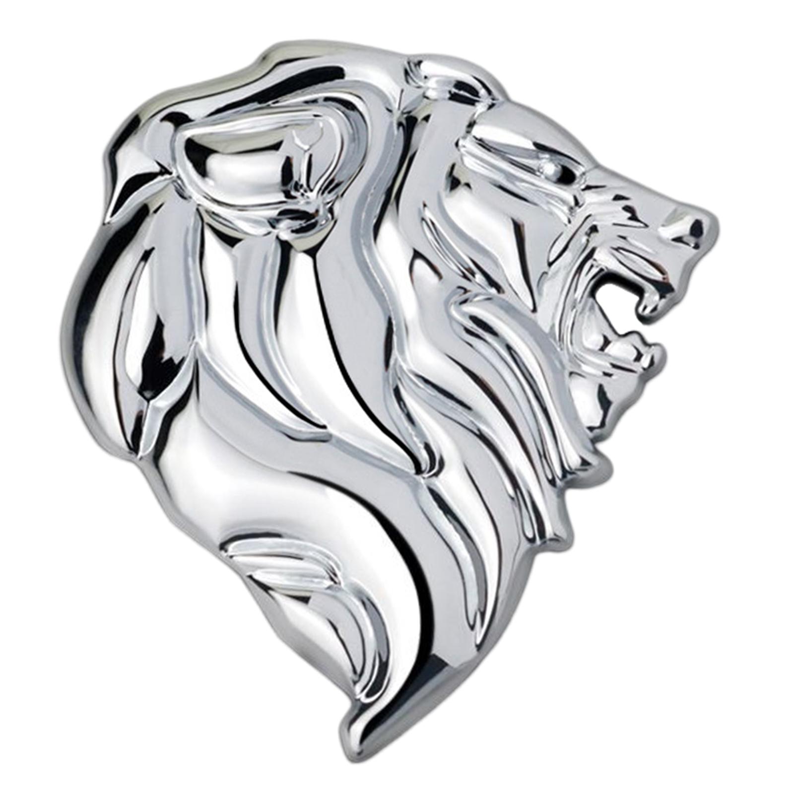 Ioensy - Etiqueta Engomada Del Coche Insignia De La Cabeza Del León 3D Emblema De La Etiqueta Del Coche Para Home Van Left Silver