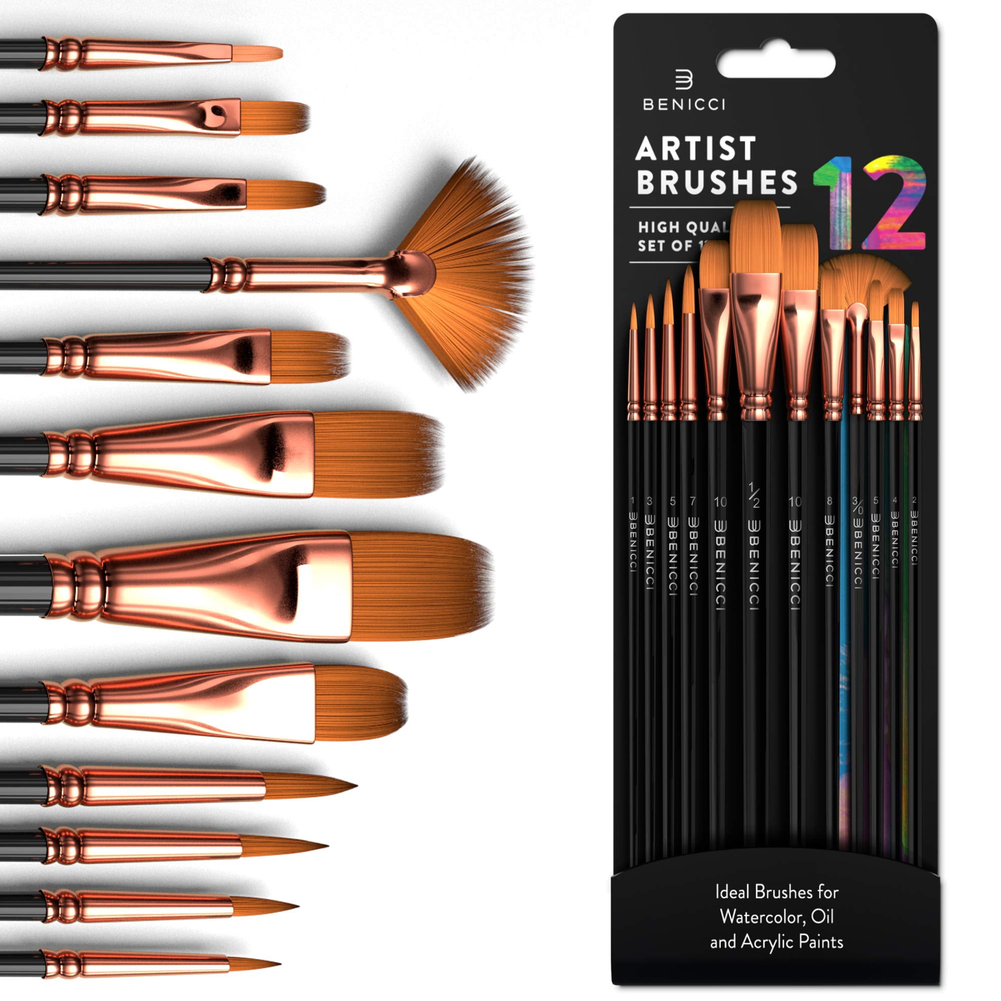 Benicci - Set De 12 Pinceles Professional Artist