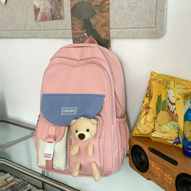 Kawaii Cute Large Capacity Backpack, Heavy Duty Preppy Daypack, Women's College School Bag & Travel Bag