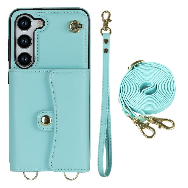 Crossbody PU Leather Phone Case For Samsung Galaxy S23 S22 Plus Note 20 Ultra Wallet Card Slots Magnetic Lanyard Cover