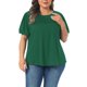 thumbnail image 1 of Agnes Orinda Camiseta de Mujer Talla Grande Cuello Redondo Manga Corta Camisetas Blusa Casual Elegante con Pliegues 1X Verde Oscuro, 1 of 6