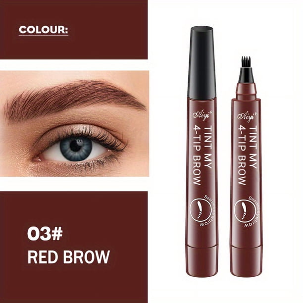 4 Split Tip Water Eyebrow Pencil, Long Lasting Waterproof, Simulated Natural Vivid Eyebrow , Clear Texture, No Decolorize Eyebrow Pen