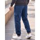 thumbnail image 3 of Pantalones de chándal forrados de vellón para hombre con múltiples bolsillos y cintura con cordón, pantalones cargo 30 azul marino, 3 of 5