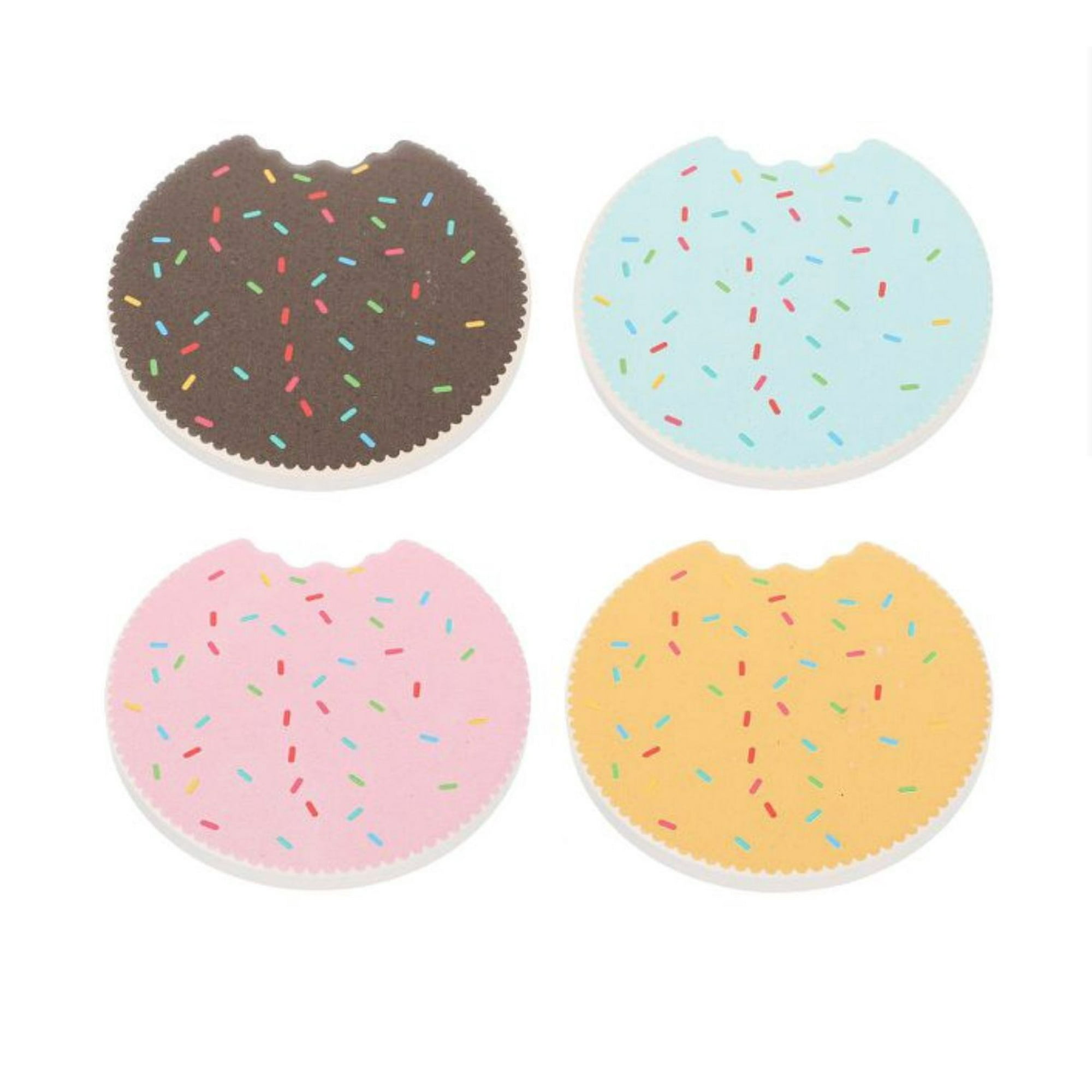 Oem - Set 4 Posavasos Colorido Ceramica Y Corcho 4 Piezas Galleta