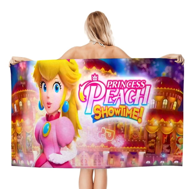 Princesa Peach Toalla de playa de secado rápido con diseño temático, regalo para mujeres y niñas, ideal para cumpleaños, fans, amantes de la música, uso en la playa o al aire libre, 78 × 180 cm