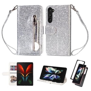 Funda Para Foxdock Elegante Funda Samsung Galaxy Z Fold5 Glitter Con Cremallera-Ideal Para El Uso Diario