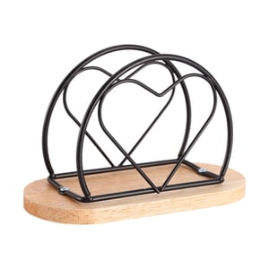 Bothyi - Servilletero Para Mesa, Adorno De Escritorio, Forma De Corazón, Práctico Estante De Almacenamiento, Color Negro