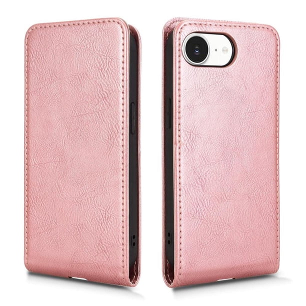 Funda tipo folio para iPhone 16E con soporte magnético y protección para la cámara Oro rosa
