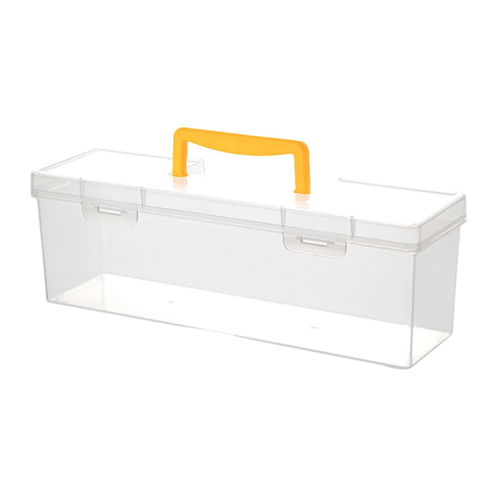 Ioensy - Caja De Herramientas Transparente Con Asa, Contenedor Para Llevar, Caja De Almacenamiento, Organizador, Color Amarillo, 35,8 X 12 X 10,8 Cm