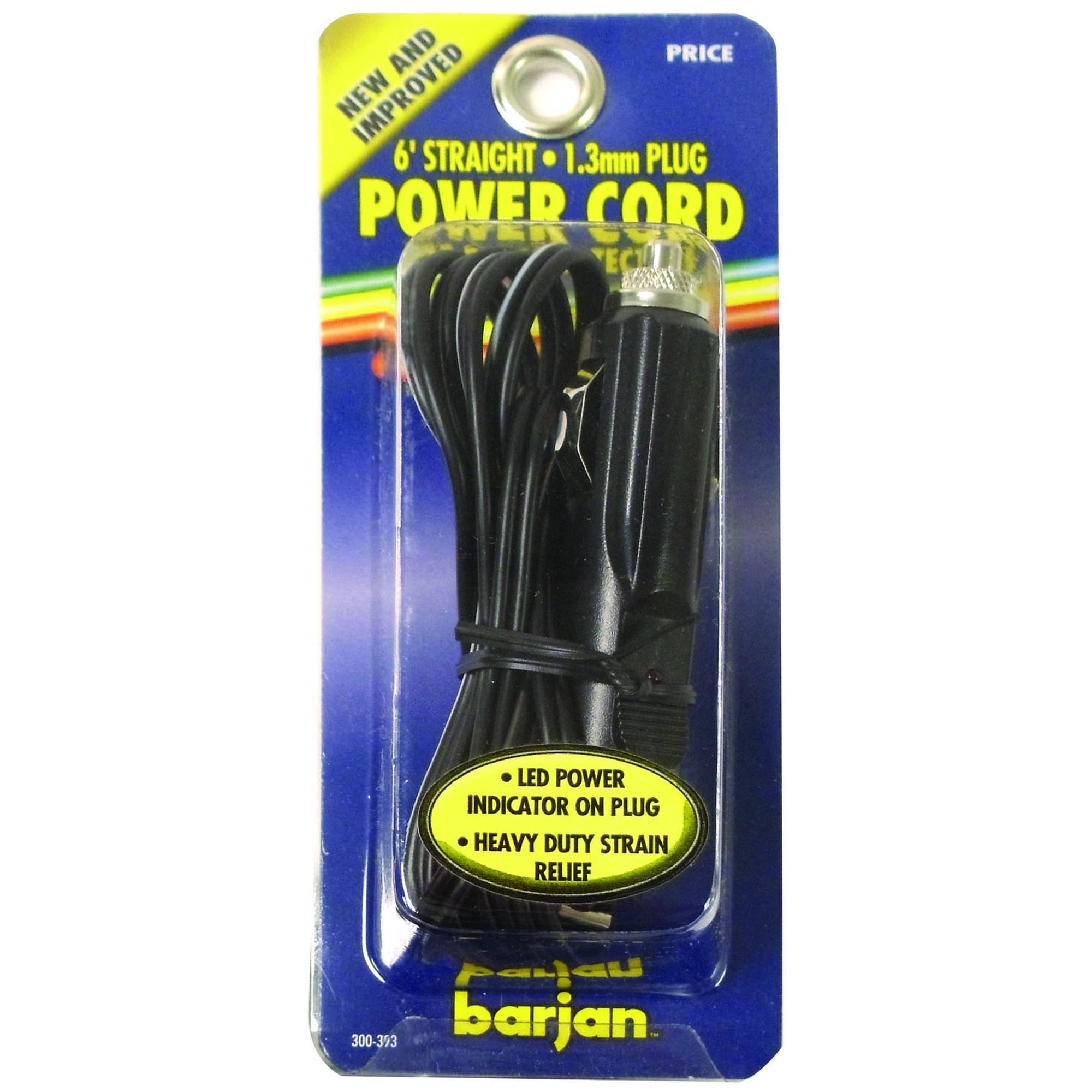 Cable De Alimentación Barjan Straight Radar De 6 Pies Con Led Fundido De 1,3 Mm