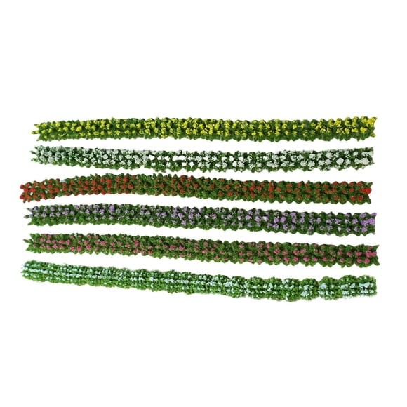 6 Tiras De Flores De Colores En Miniatura, Modelo De Arbusto Para Diorama De Tren Ferroviario, 0,7 Cm De Ancho