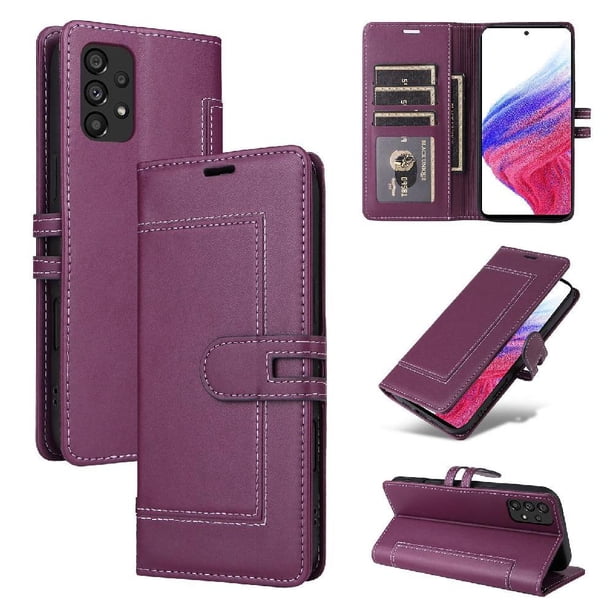 Premium Wallet Case for Samsung Galaxy A73 5G with Card Slots & Kickstand, Flip Cover Purple