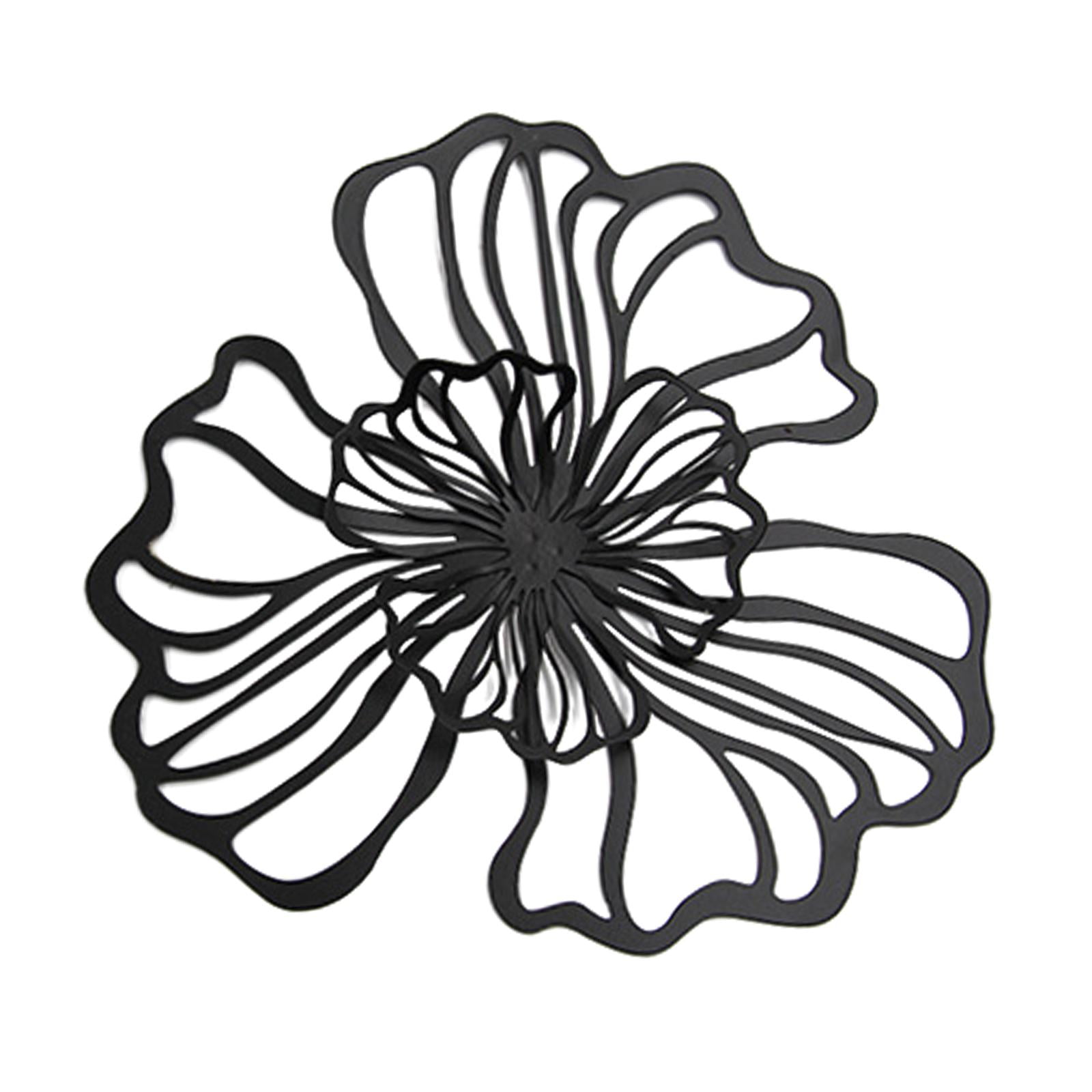 Bothyi - Decoración De Pared De Flores De Metal, Decoración Floral Para Colgar En La Pared, Para Hotel, Baño, Cocina, Negro, Grande