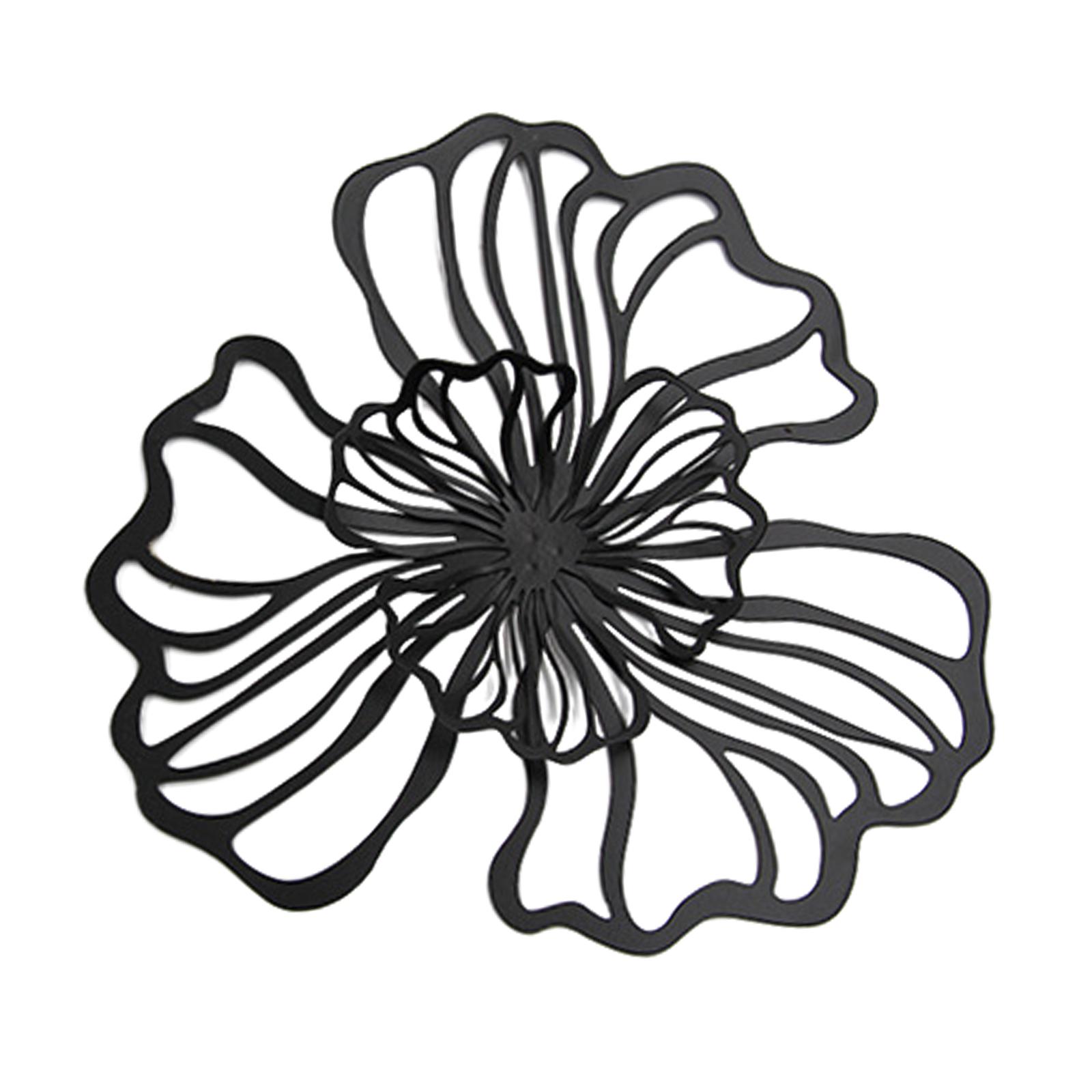 Bothyi - Decoración De Pared De Flores De Metal, Decoración Floral Para Colgar En La Pared, Para Hotel, Baño, Cocina, Negro, Grande
