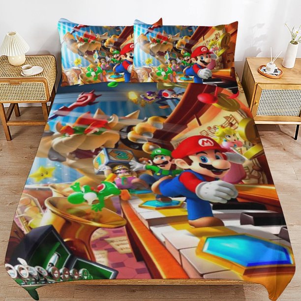 Super Mario Duvet Cover Set 3 Piece Bedding Set Double Sided Printing Decorative Comforter Cover Set