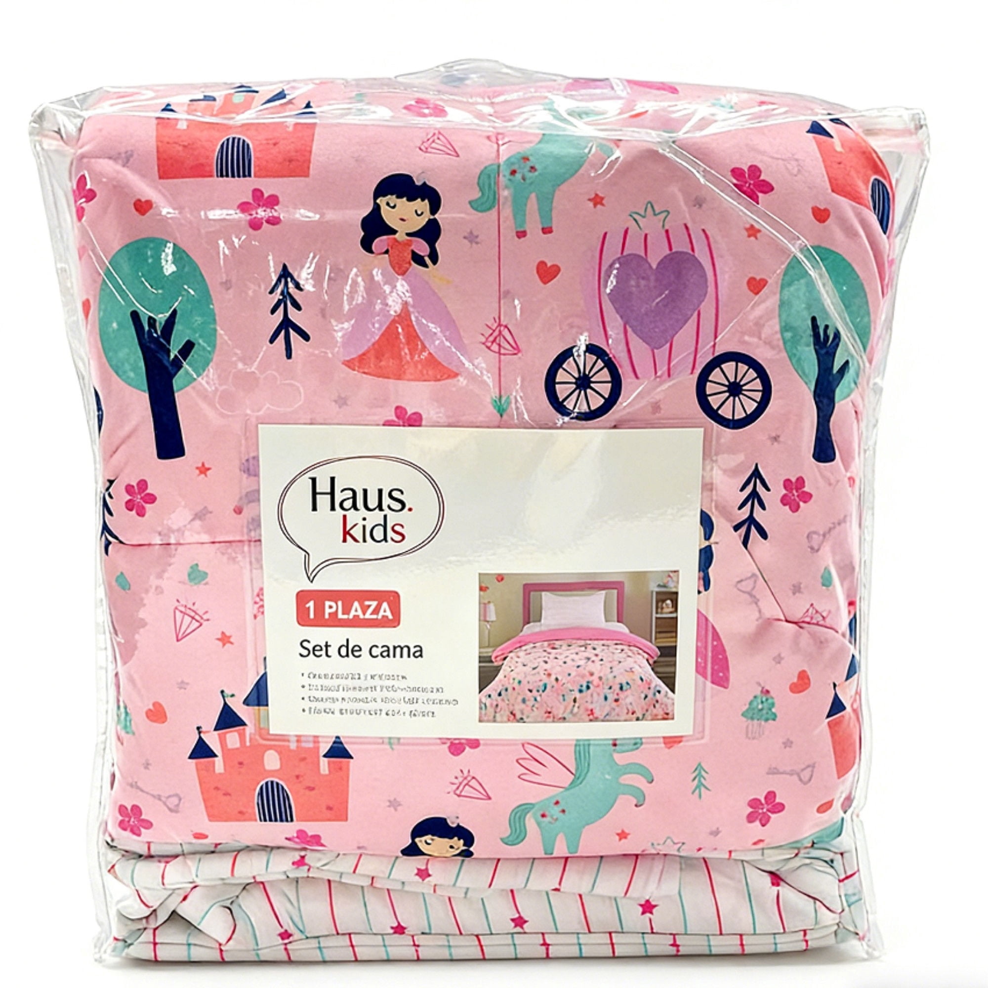 Haus Kids - Set De Cama 1.5 Plaza 100% Poliéster Dieño Princesas