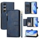 thumbnail image 3 of Funda tipo cartera para SONY Xperia 1 VI 2024 con bolsillo con cremallera, tarjetero, soporte, correa para la muñeca y tapa de cuero azul, 3 of 5