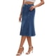 thumbnail image 4 of INSPIRE CHIC Falda Midi de Mezclilla para Mujer Regreso a Clases Cintura Alta Dobladillo de Cola de Pescado Falda de Jean Acampanada Azul XL, 4 of 6