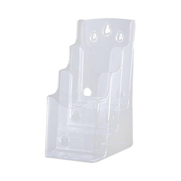 Portafolletos de acrílico, portafolletos, estante con diseño de parte posterior inclinada, soporte para letreros de mesa para panfletos, menú, recepci A6 3 niveles