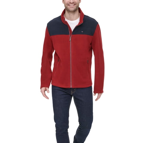 Chaqueta Tommy Hilfiger Classic De Forro Polar Para Hombre, Azul Marino Y Rojo