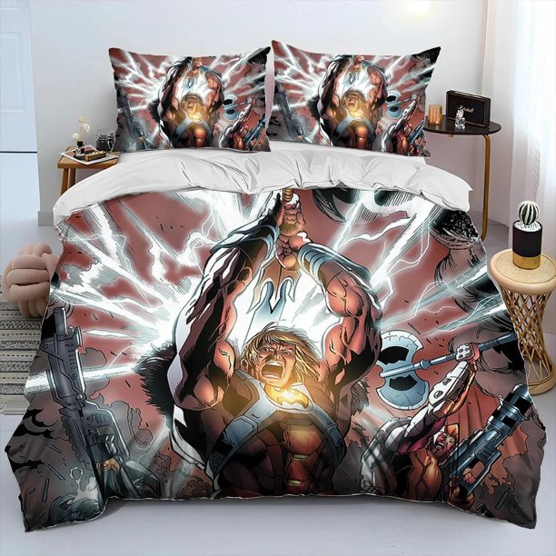 He Man and the Masters of the Universe Comforter Bedding Set,Duvet Cover Bed Set Quilt Cover Pillowcase,Queen Size Bedding SetBed Sheets