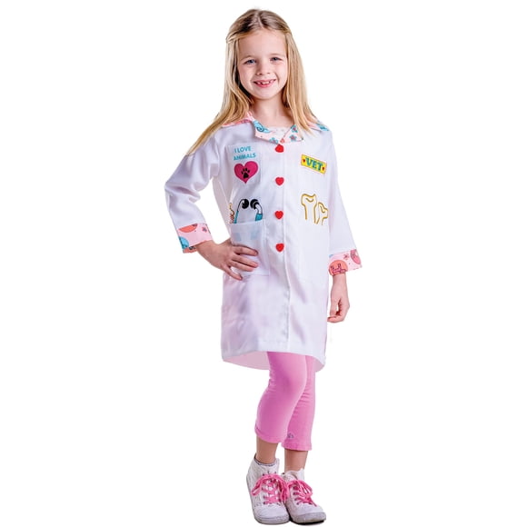 Costume Dress Up America Veterinary para niñas, bata de laboratorio
