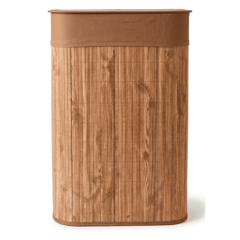 Wakeshome - Canasto Cesto Ropa Sucia Pleglable Look Bambu Grande Tapa Im