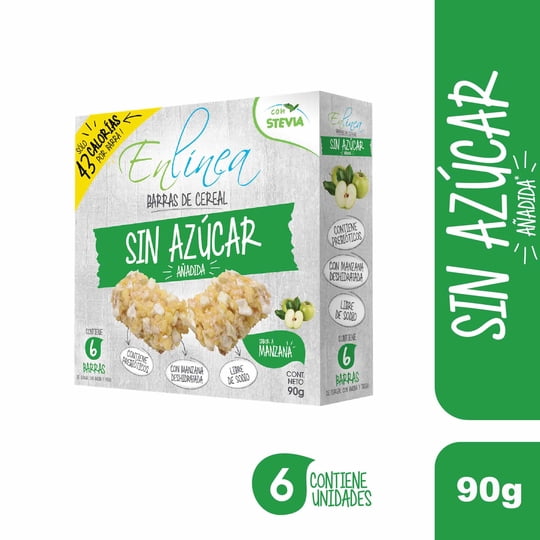 Barra De Cereal Sin Azúcar Sabor Manzana (6 Un) 90 g En Línea