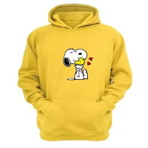 Genérico - Polerón Canguro Snoopy Amarillo Talla Xl Unisex
