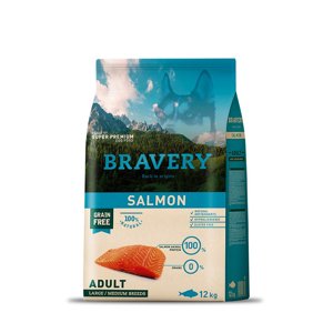 Bravery - Alimento Super Premium Para Perros Adultos Razas Medianas Y Grandes Sabor Salmón 12 Kg