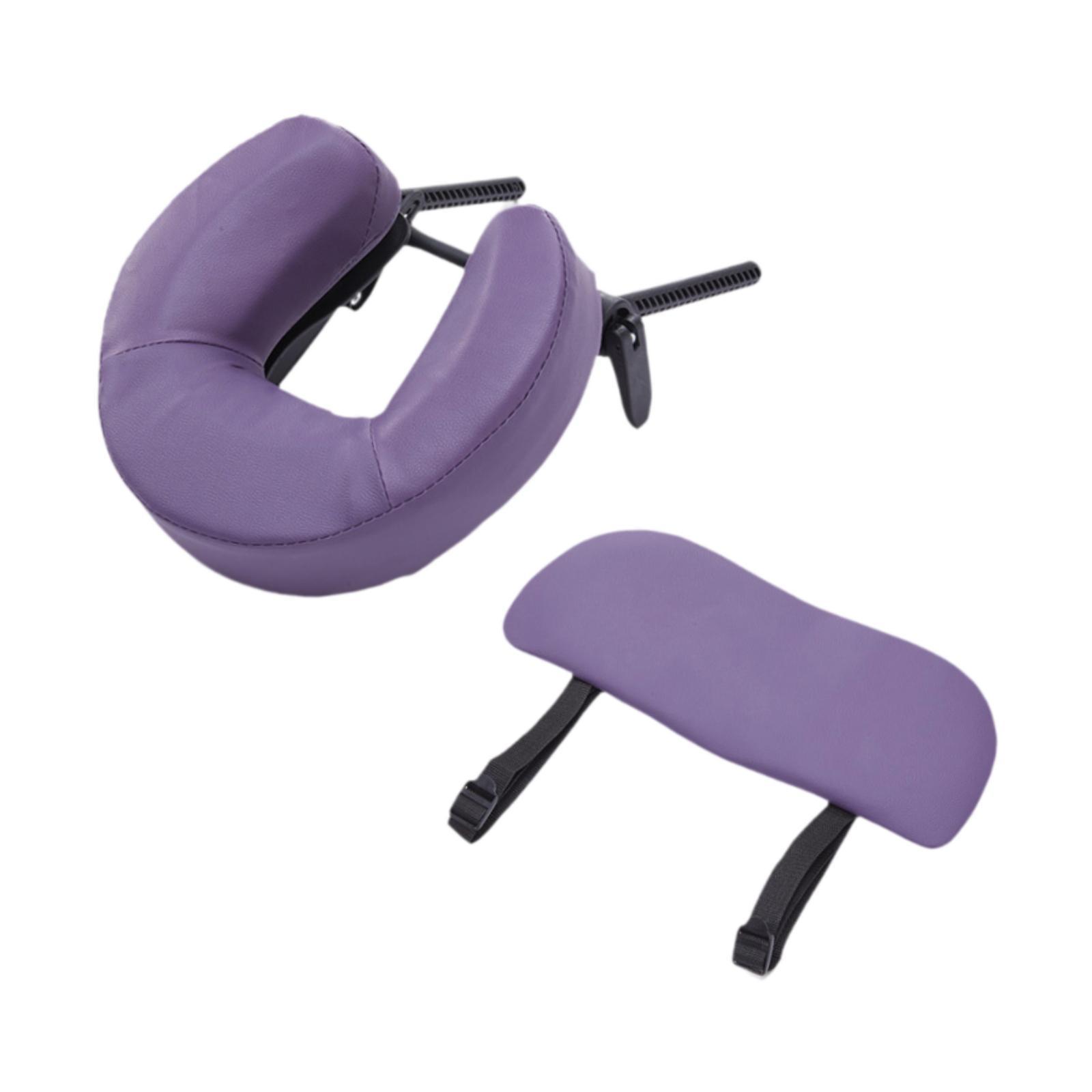 Magideal - 3 Piezas Soporte Para Cara De Masaje Cojín Para Camilla Cabezal De Cuna Apoyabrazos Desmontable Y Almohada De Spa Con Diseño Ergonómico Adecuado Para Púrpura