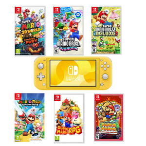 Nintendo Switch Lite Game Console With One Mario Game - Yellow (Refurbished)