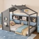 thumbnail image 2 of Twin Size Floor House Bed for Toddler, Kids Montessori Bed with Storage Shelf, Playhouse Bed with Roof Design, Gray, 2 of 3