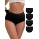 thumbnail image 1 of INSPIRE CHIC Ropa interior de mujer de cintura alta con levantamiento de glúteos y control de abdomen, algodón transpirable, talla grande, paquete de 4, XL, 4 Negro, 1 of 4