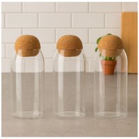 Disparo - Set 3 Botellas Frascos Contenedor 570Ml Vidrio 10Cm Tapa