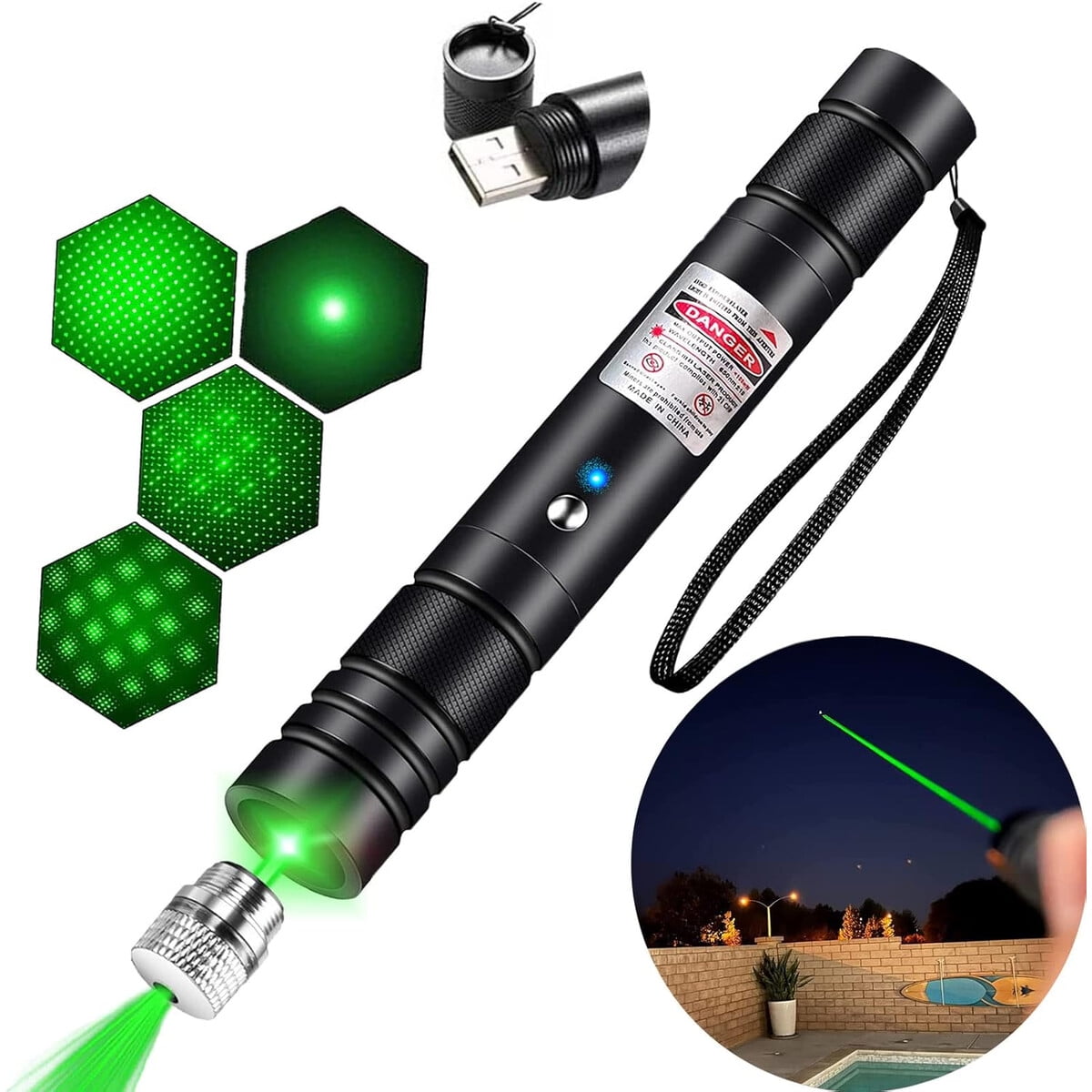 Genérico - Puntero Laser Verde Recargable Usb Largo Alcance 0.954mw