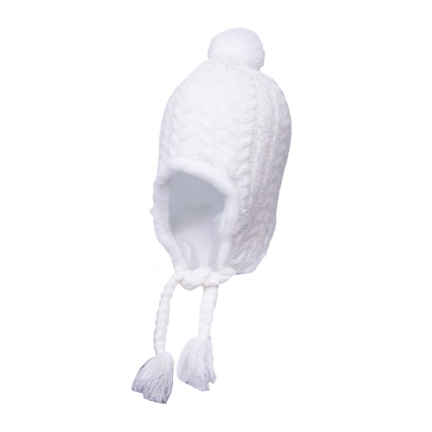 Gorro Bebé Niña Tejido Trenzado Crudo