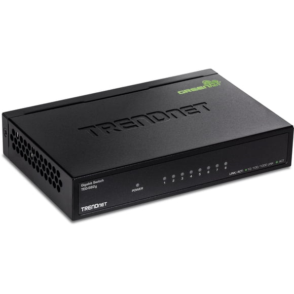 Conmutador TRENDnet de 8 puertos Gigabit GREENnet TEG-S82G negro