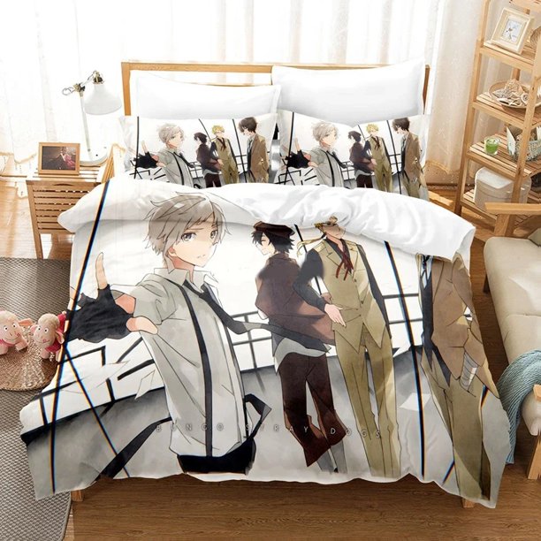 Bungo Stray Dogs Bedding Set Boys Girls Size Duvet Cover Pillowcase Bed Kids Adult Fashion Home Textile Bed Sheets