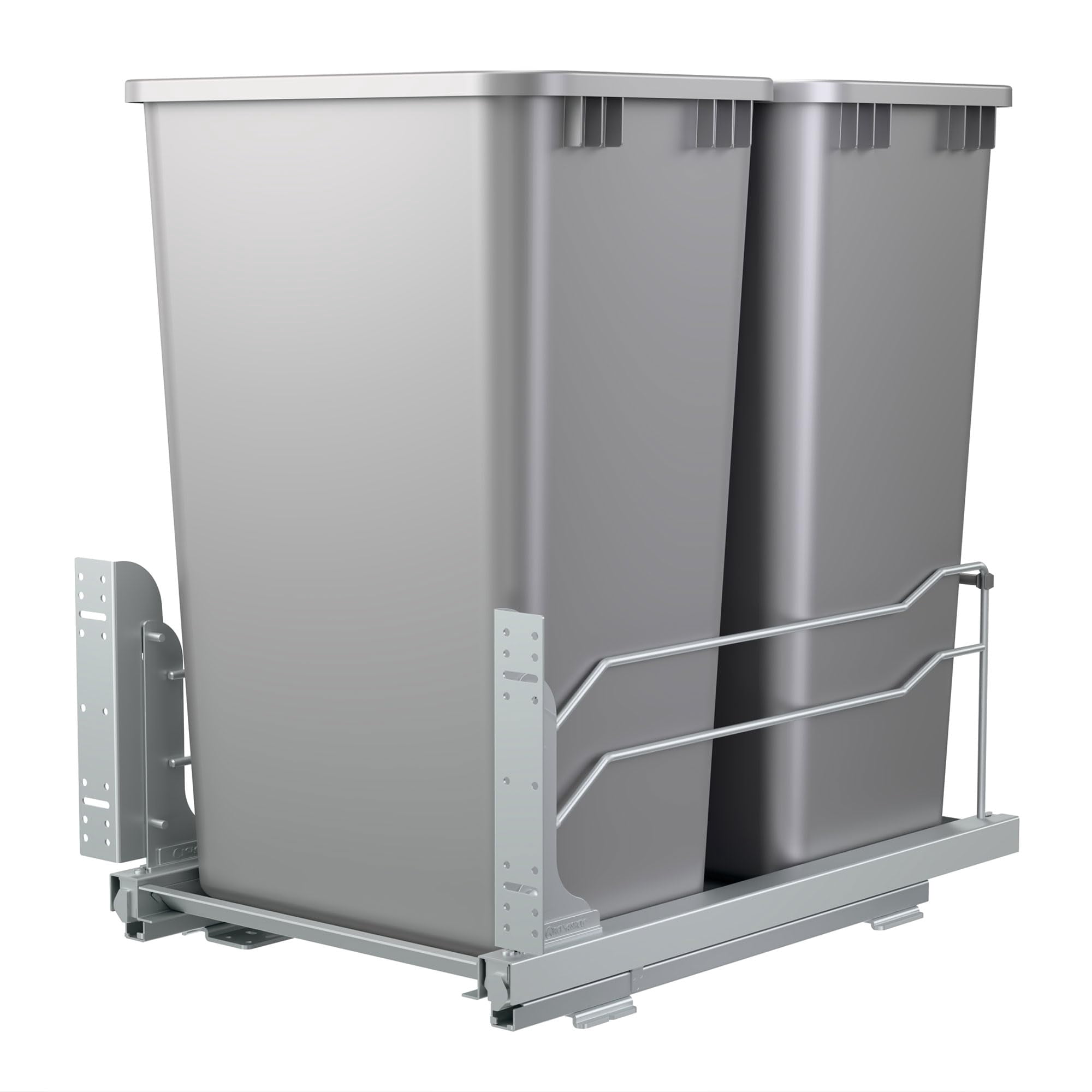 Cesto De Basura Extraíble Doble Rev-a-shelf De 50 Cuartos (12,5 Galones) Color Plata