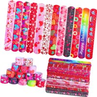 Magideal - 48 Piezas Pulseras De Bofetada Del Día De San Valentín Banda De Bofetada De Juguete Pulsera De Bofetada De Juguete Temática De San Valentín De 22 Cm