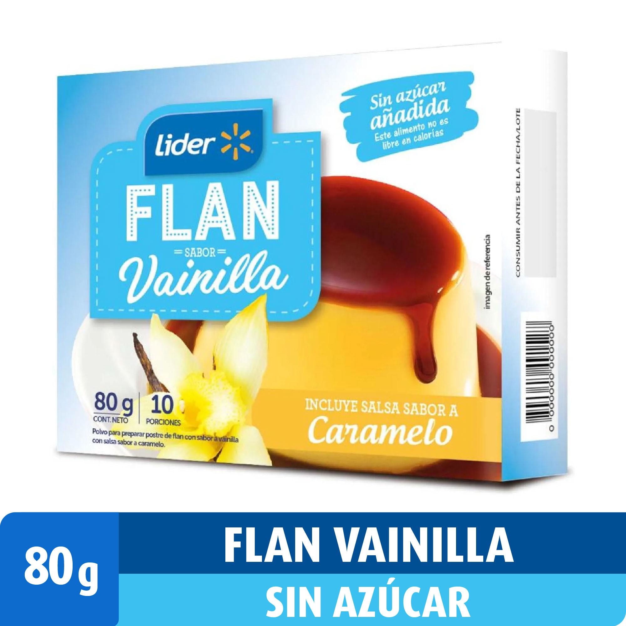 Flan Sabor Vainilla Sin Azúcar Añadida 80 g Lider