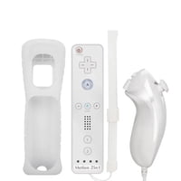 Control Remoto Incorporado Motion Plus Compatible Nintendo Wii Set Controlador Nunchuck Inalámbrico Bluetooth Con Funda De Silicona Blanco Aaronmei