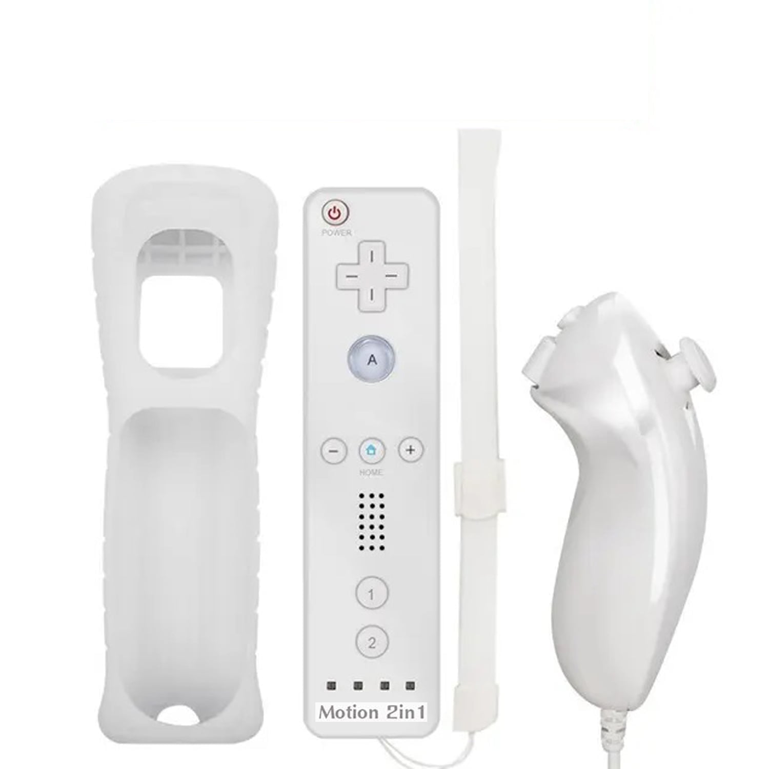 Control Remoto Incorporado Motion Plus Compatible Nintendo Wii Set Controlador Nunchuck Inalámbrico Bluetooth Con Funda De Silicona Blanco Aaronmei