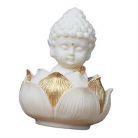 Magideal - Estatua De Buda Tallada En Madera, Escultura De Mesa En Miniatura Para Mascotas, Té, Artesanía Fengshui, Adorno De Escritorio Para Decoración De Coche