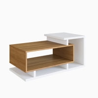 Be Design - Mesa De Centro Bicolor 70 Cm Blanco Miel Estilo Nórdico