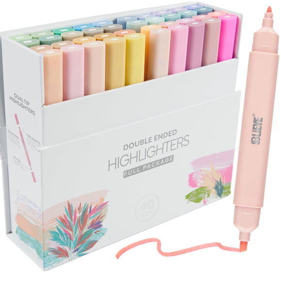 Iluminadores BLIEVE Aesthetic Cute No Bleed de doble punta, pastel