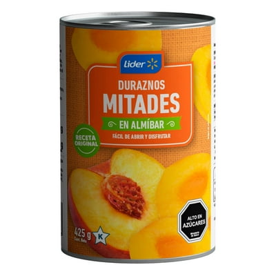 Duraznos Mitades En Almíbar Drenado 255 G - Neto 425 G Lider